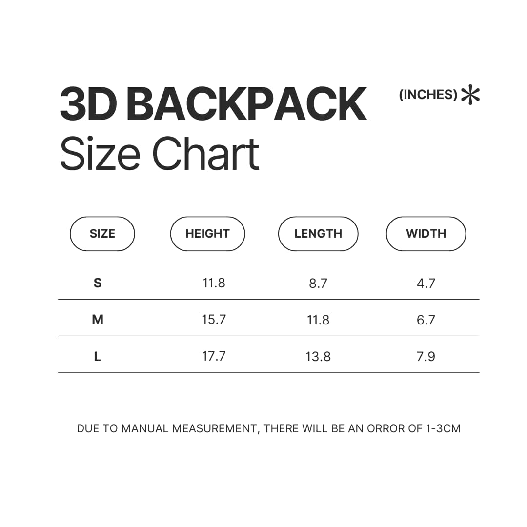 3D Backpack Size Chart - Hollow Knight AU Store