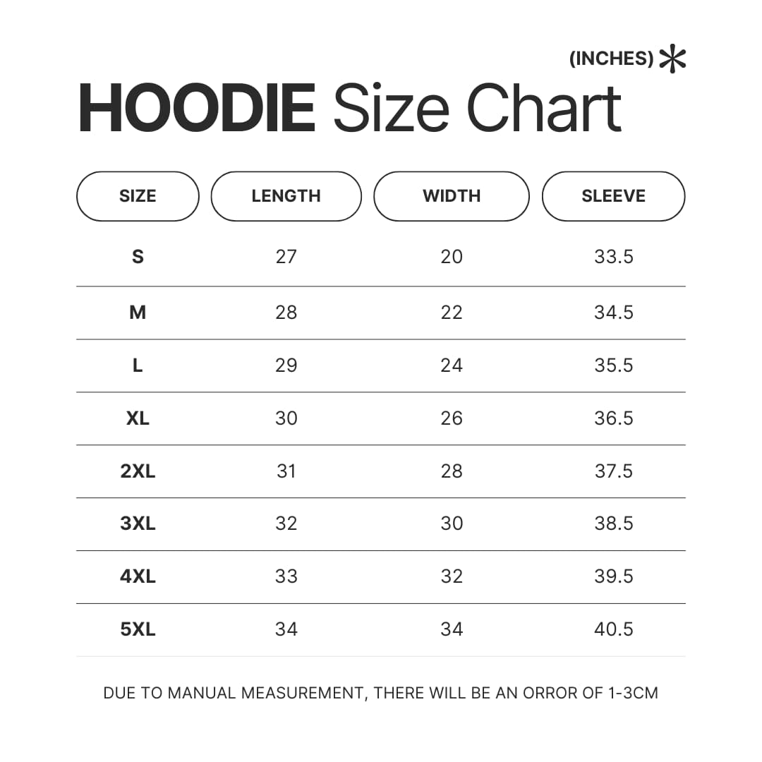 Hoodie Size Chart - Hollow Knight AU Store