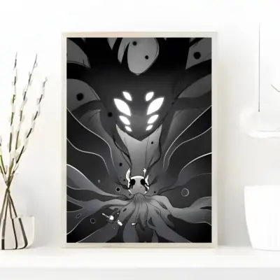 The Hollow Knight Black and White Portrait Wall Art
