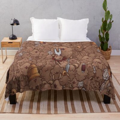 Hornet S Rest Hollow Knight Silksong Fleas Seamless Pattern Throw Blanket