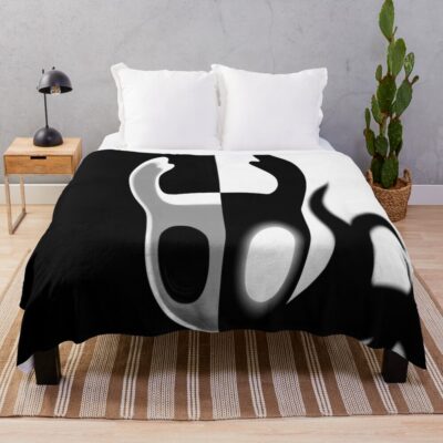 Hollow Knight Black White Throw Blanket